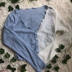 NWOT SHEIN Blue & White Cropped Cardigan Style Top